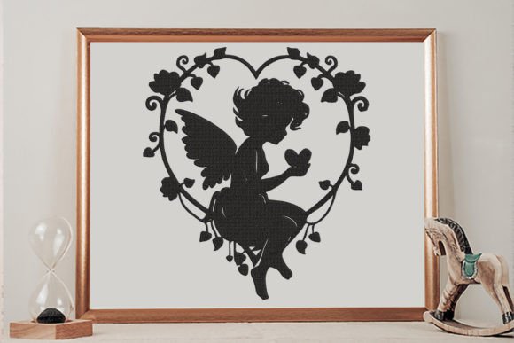 Angel Fairy in a Floral Heart: A Charming Embroidery Design