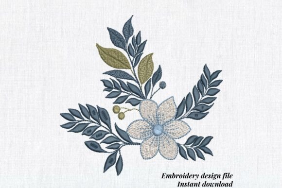 Blue Floral Branch: A Versatile Embroidery Design