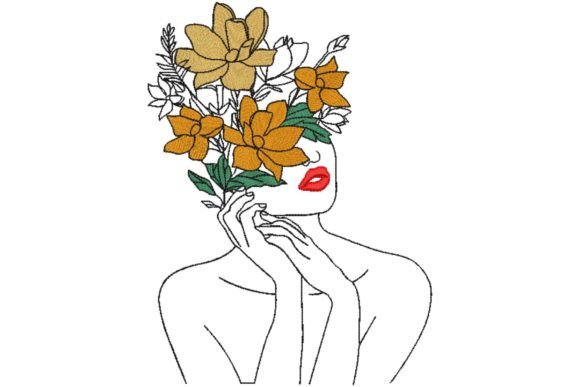 Charming Face Young Beautiful Woman with Floral