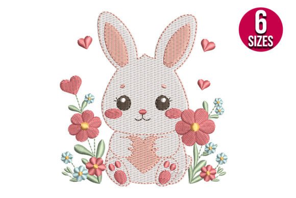 Charming Floral Baby Bunny with Hearts