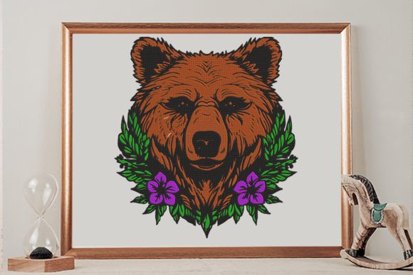 Charming Floral Bear Head Embroidery Design