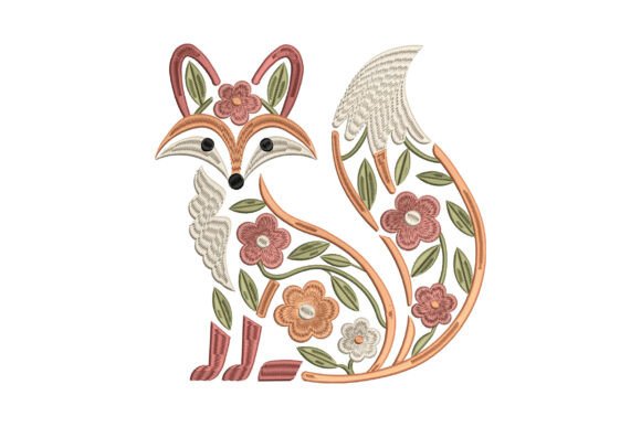 Charming Floral Fox with Flowers and Leaves