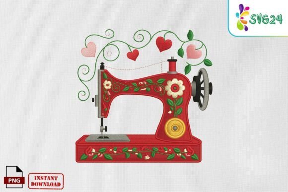 Charming Floral Sewing Machine Embroidery PNG