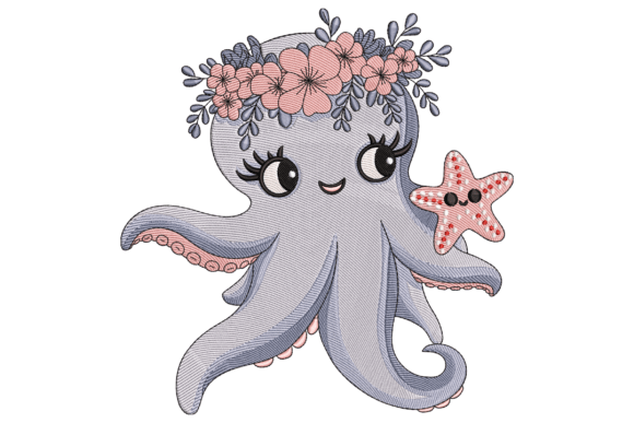 Charming Octopus with Floral Crown Design