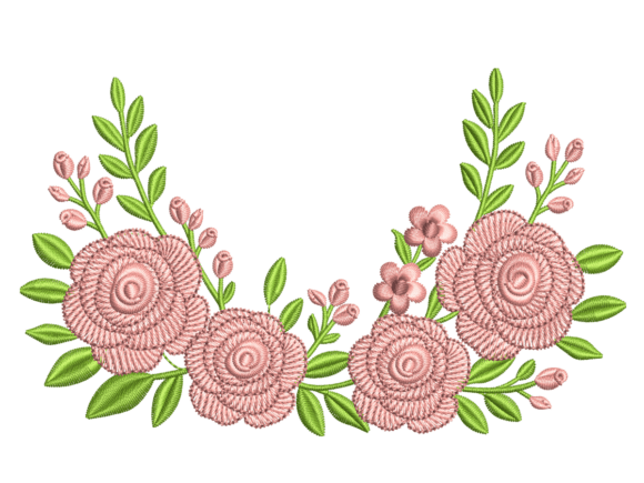 Charming Rose Floral Embroidery Design, Machine