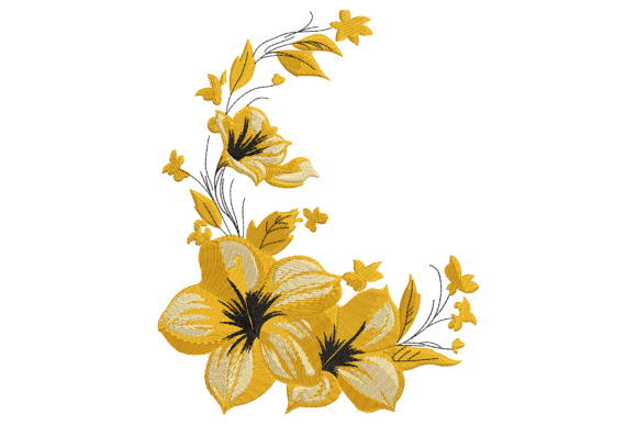 Charming Yellow Floral Corner for Embroidery