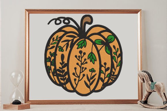 Decorative Floral Pumpkin: A Thanksgiving Embroidery Gem