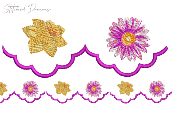 Elegant Floral Border Embroidery Design