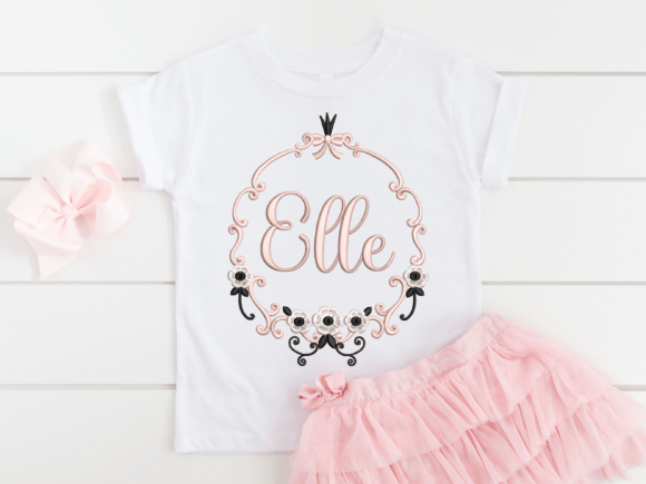 Elegant Floral Monogram Frame Embroidery