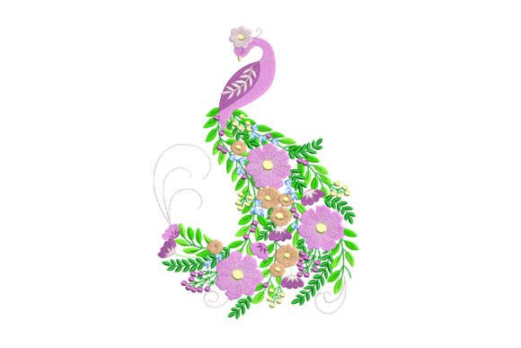 Elegant Floral Peacock for Seasonal Embroidery