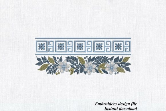 Elegant Greek Floral Border Meander