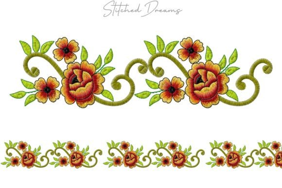 Floral Borders Embroidery Design for Chic Apparel