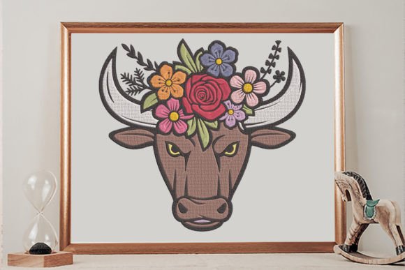 Floral Bull Head: A Whimsical Touch for Business