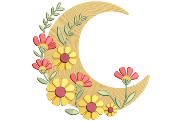 Floral Crescent Moon: A Stellar Design for Merch