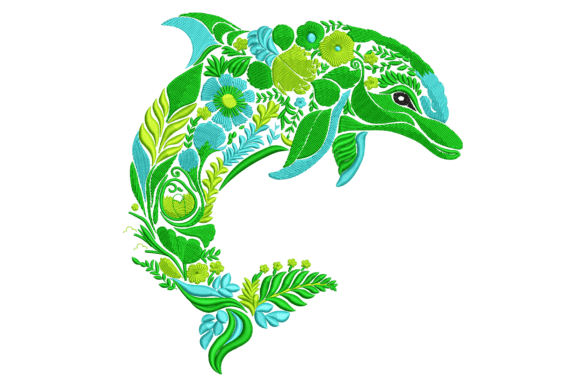 Floral Dolphin: A Playful Embroidery Design for Gifts