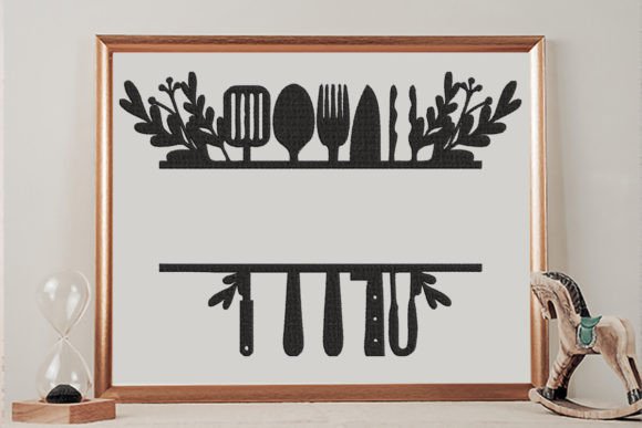 Floral Kitchen Split Text Frame: A Charming Embroidery Design