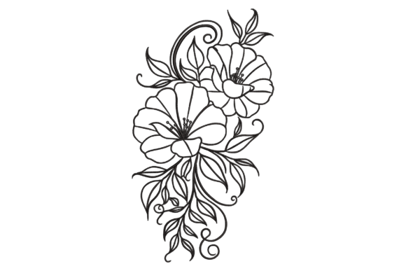 Graceful Floral Vine: A Charming Embroidery Design