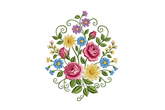 Ornate Floral Embroidery Design for Boutique Apparel