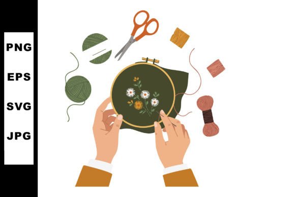Review: Hands Doing Floral Embroidery with Green
